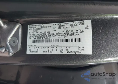 2014 Ford Escape Titanium z USA, uszkodzony, nr VIN 1FMCU0J9XEUD29721